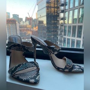 Worn once Steve Madden colored croc print two strap heel pointed toe